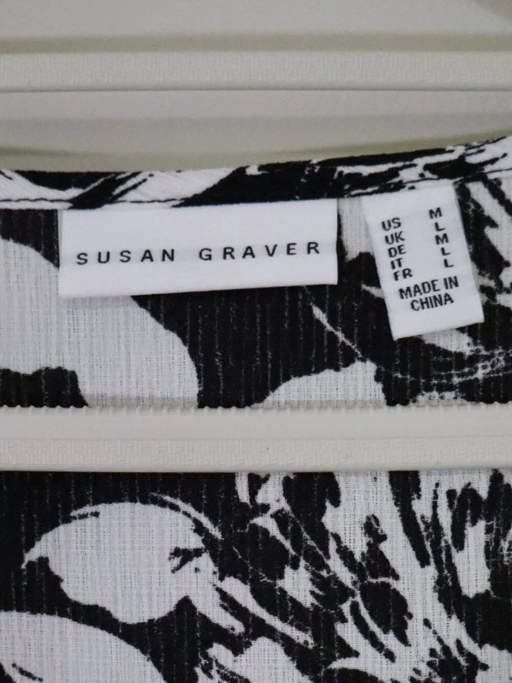 Black and White Floral Swimsuit Cover Up with Tassels, Susan Graver size M - Picture 2 of 7